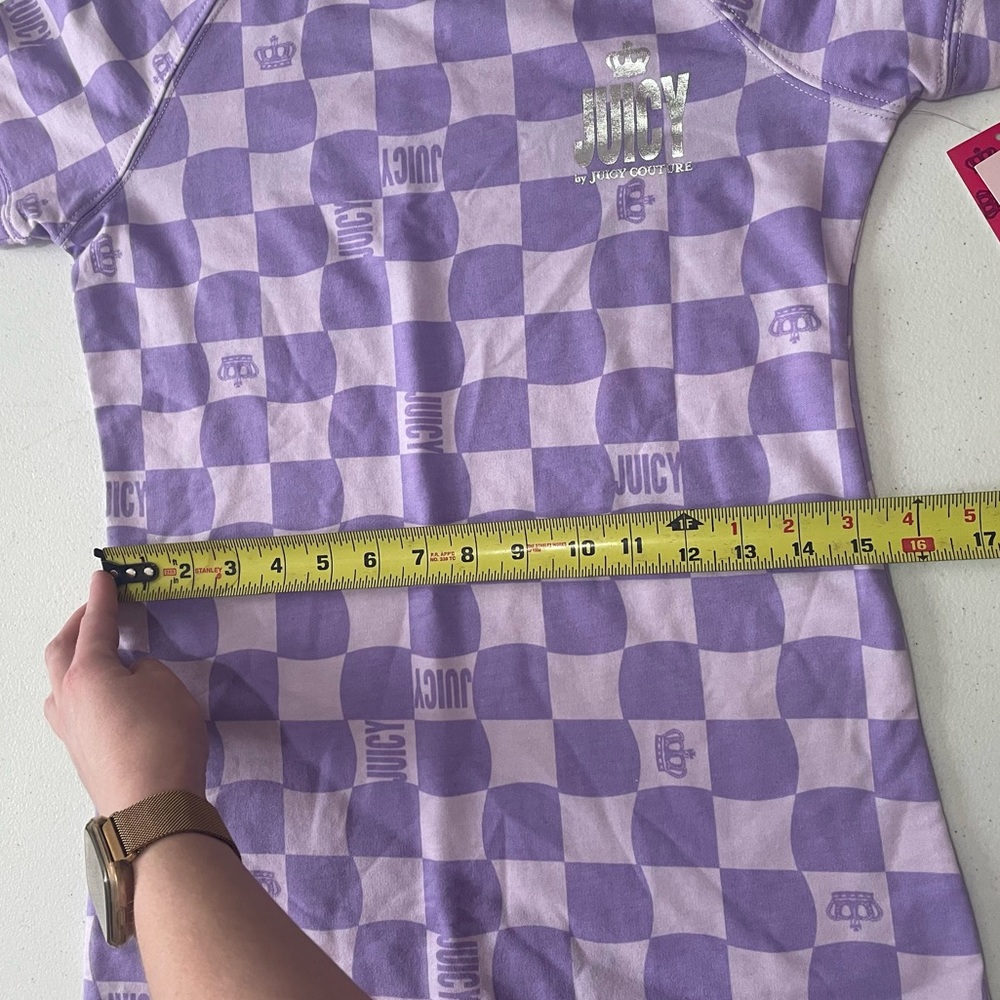 NWT Juicy Couture Lilac Sky Check T Shirt Dress Size XS Purple - Picture 14 of 15